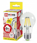 Лампа LED-deco-A60 9Вт 230В Е27 3000К 810ЛМ прозрачн. IN HOME