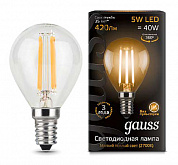 Лампа LED шар 5W 2700K E14 Filament, Gauss