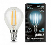Лампа LED шар 5W 4100K E14 Filament, Gauss