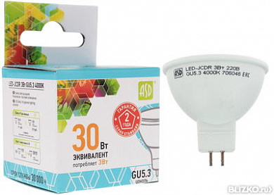 Лампа LED-standard - JCDR 3Вт 160-260В GU5.3 4000К 250Лм ASD