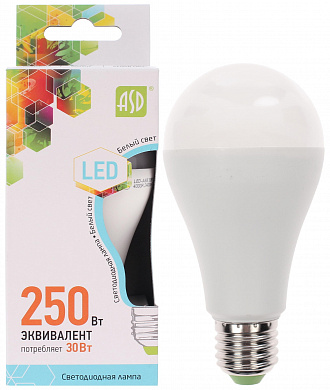 Лампа LED-standard - A65  30Вт 160-260В Е27 4000К 2400Лм ASD