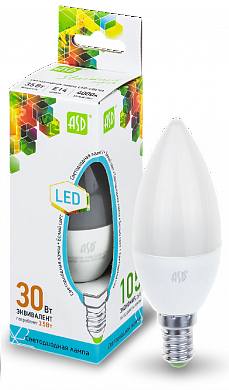 Лампа LED-standard - СВЕЧА 3.5Вт 160-260В Е14 4000К 300Лм ASD