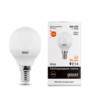 лампа LED шар 8W 4100K E14 Gauss-Elementary