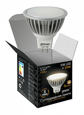 лампа LED MR 5W AC220-240V 2700K FR GU5.3 (10/100) Gauss