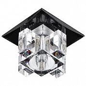 DK2 BK/WH Светильник ЭРА декор "хрустальнй куб с вертик столб." G9,220V, 40W, черный/прозрачный (3/