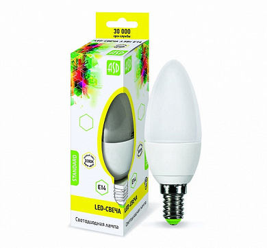 Лампа LED-standard - СВЕЧА 7.5Вт 160-260В Е14 3000К 600Лм ASD
