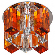DK63 CH/WH/BR Светильник ЭРА декор "хрустальнй куб с вертик столб.2" G9,220V, 40W,  хром/прозрачный