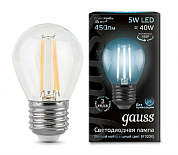 Лампа LED шар 5W 4100K E27 Filament, Gauss