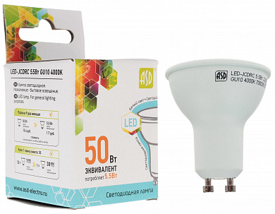 Лампа LED-standard - JCDRC 5.5Вт 160-260В GU10 4000К 420Лм ASD