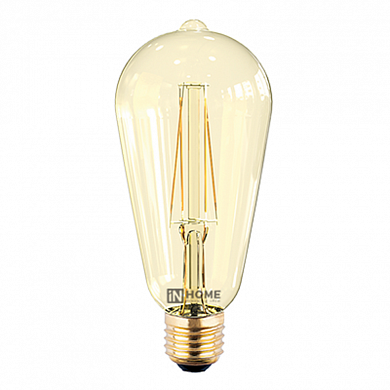 Лампа LED-deco-ST64 7Вт 230В Е27 3000К 630Лм золотистая IN HOME