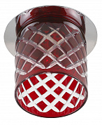DK54 CH/R Светильник ЭРА декор  cтекл.стакан "ромб" G9,220V, 40W, хром/красный (30/600)