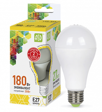 Лампа LED-standard - A65  30Вт 160-260В Е27 3000К 2400Лм ASD